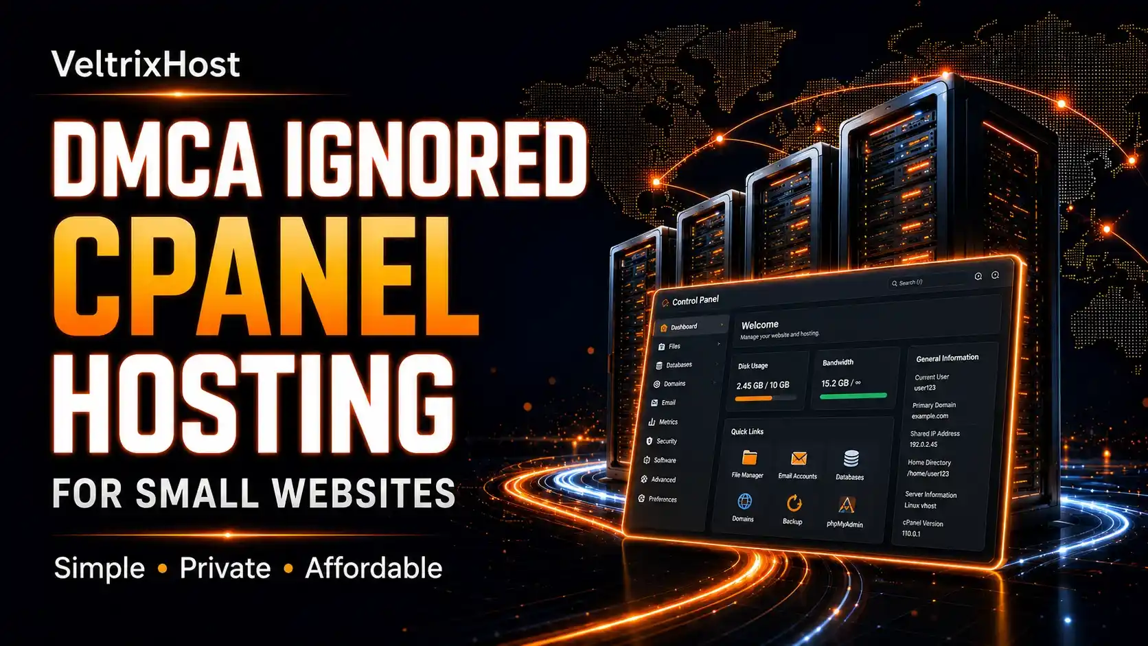 DMCA ignored cPanel hosting dashboard for small websites