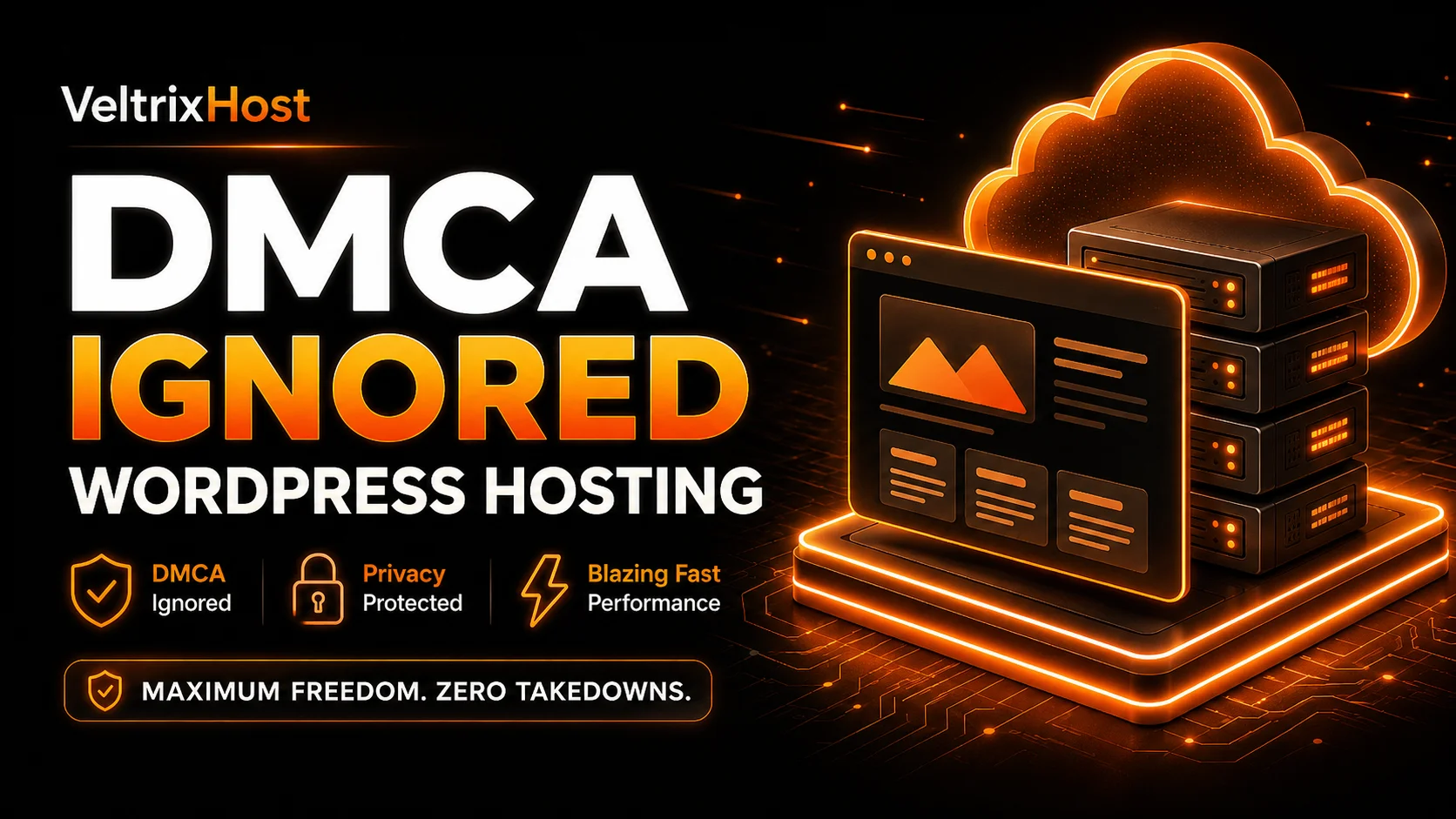 DMCA ignored WordPress hosting thumbnail with VeltrixHost name