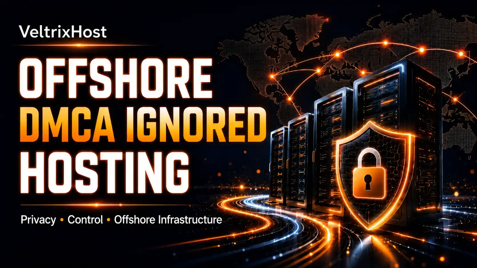 Offshore DMCA ignored hosting server racks with privacy shield