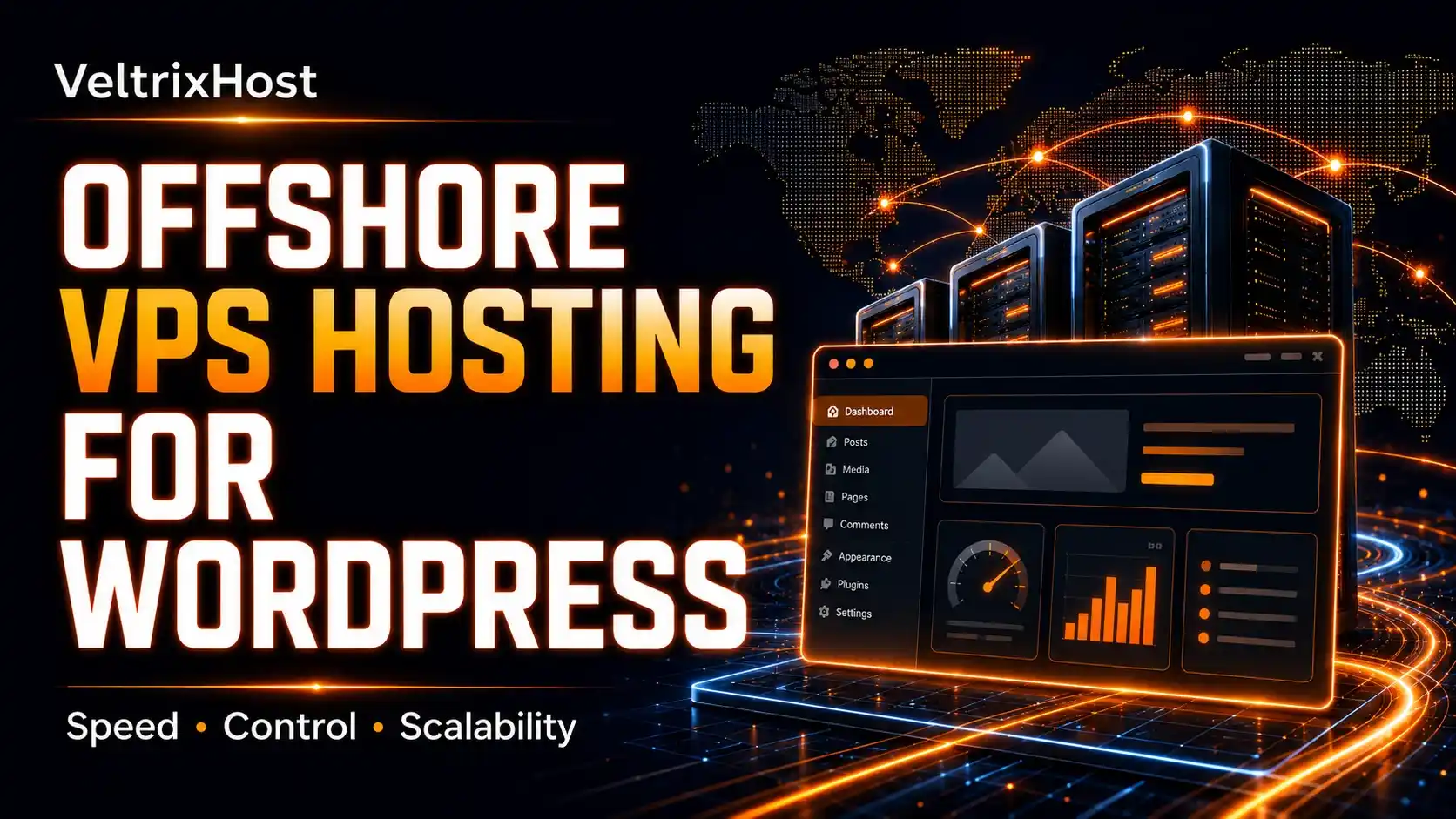 Offshore VPS hosting for WordPress with server dashboard