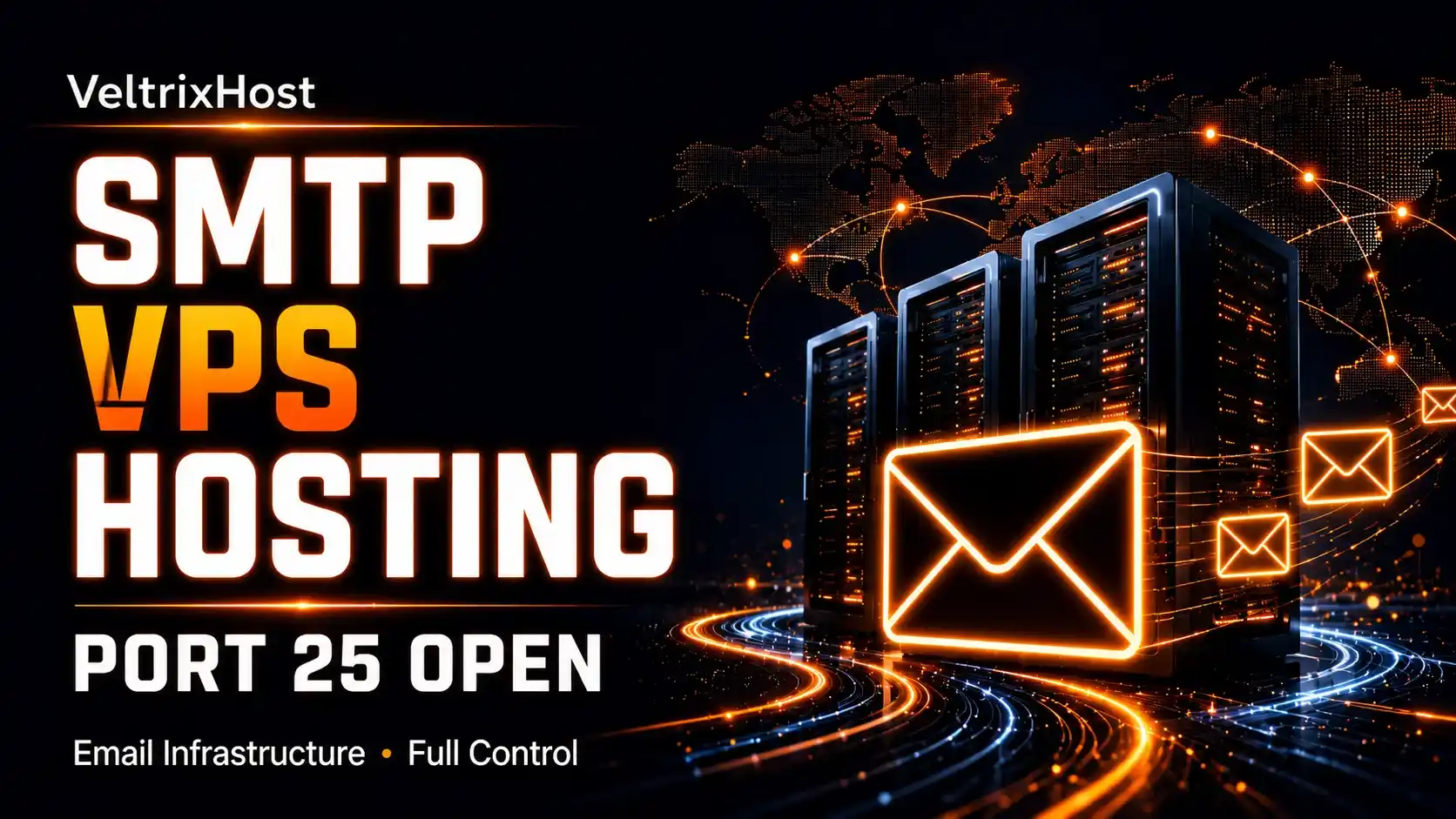SMTP VPS hosting with Port 25 open mail server dashboard
