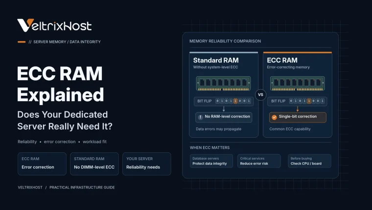 ECC RAM for dedicated servers showing error-correcting server memory and data protection.